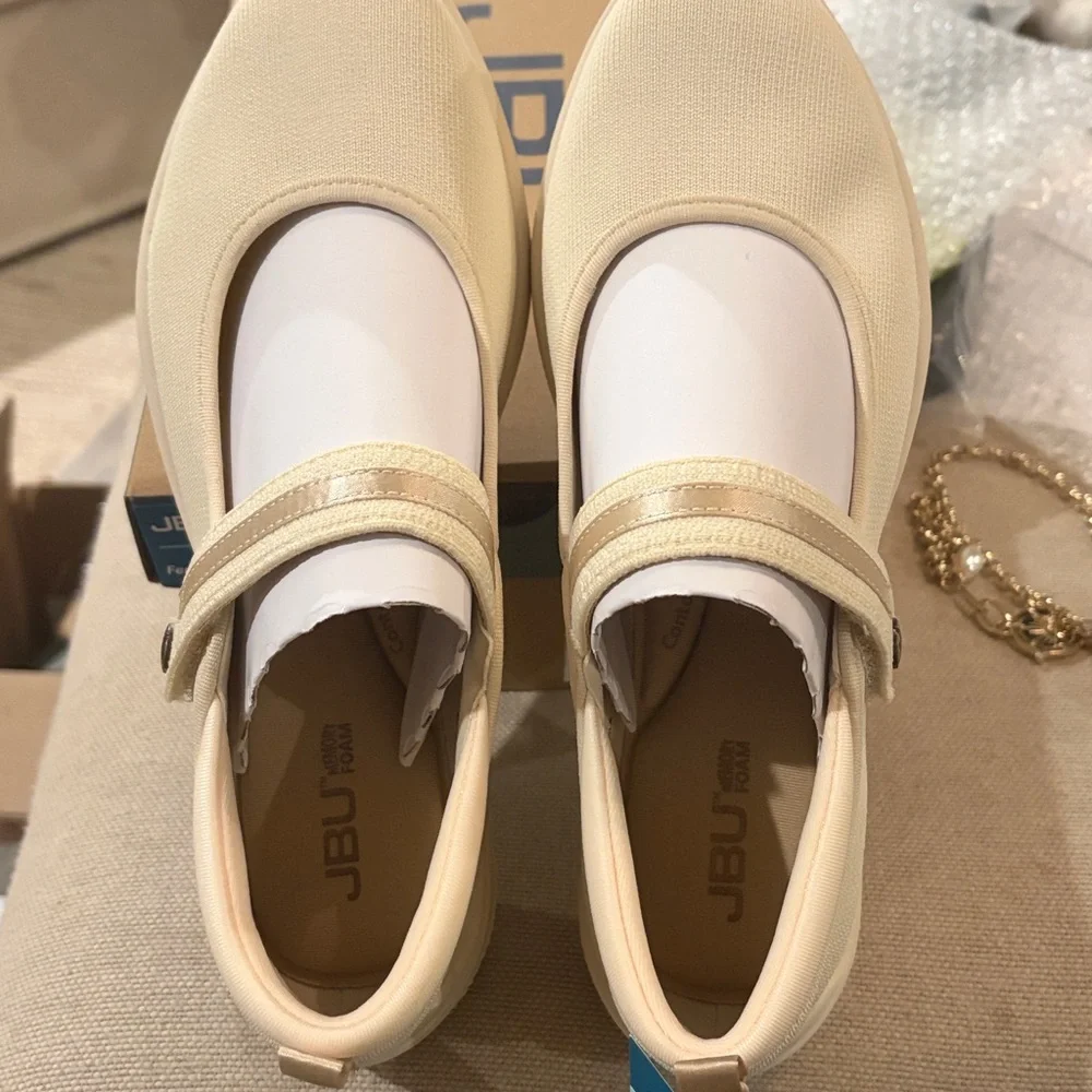 JBU Dark Eggshell Merry Mary Jane Flats/NIB/8M